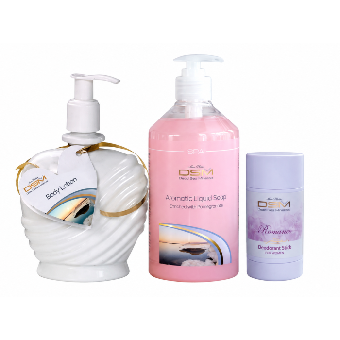 ROSA TILBUDSPAKKE: Body Lotion, granateple såpe, rose deodorant (Dødehavspakke)